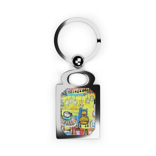 Keychain - French Cafe Design, France inspired, French Coffee House Art