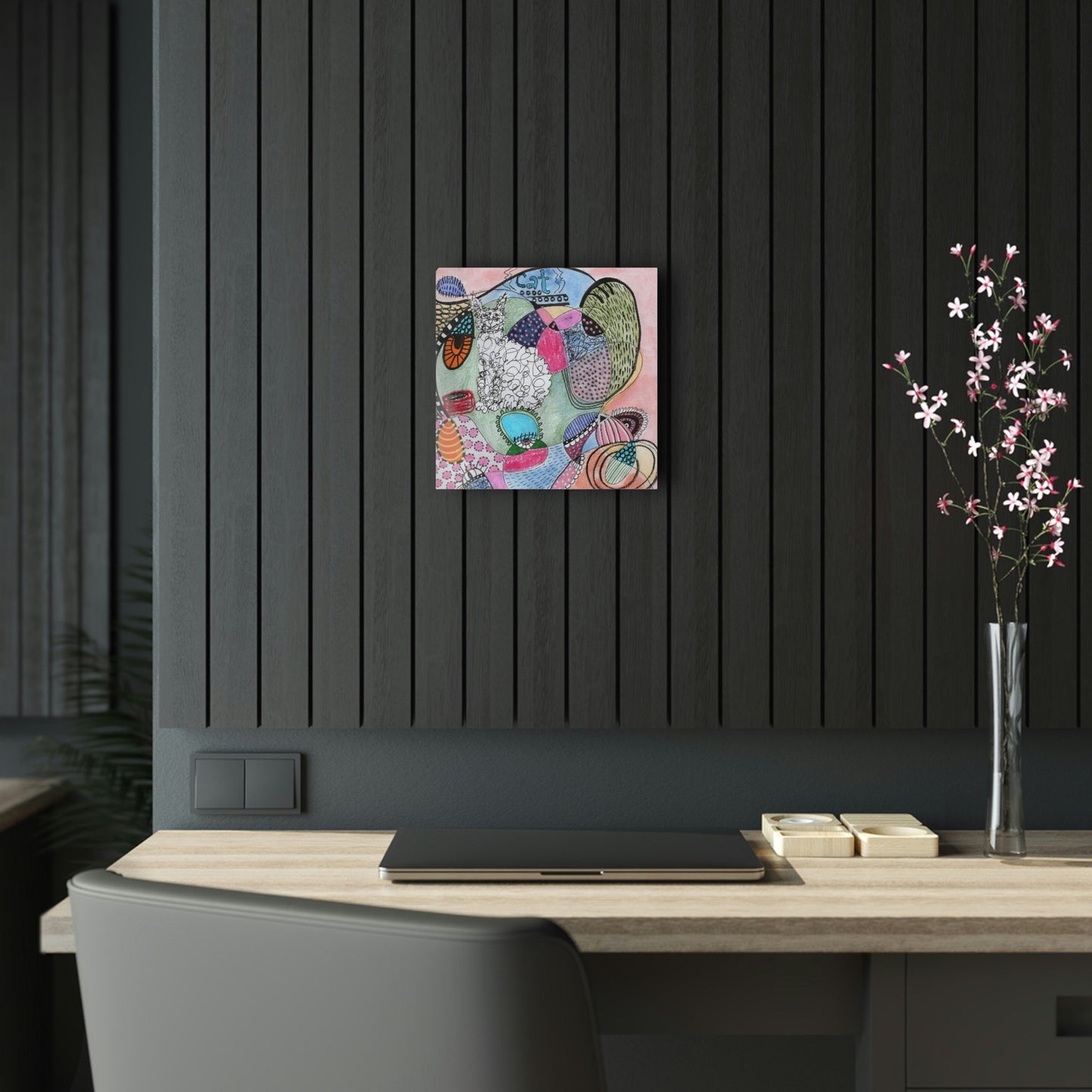 Acrylic Prints - Cat - Mixed Media Illustration