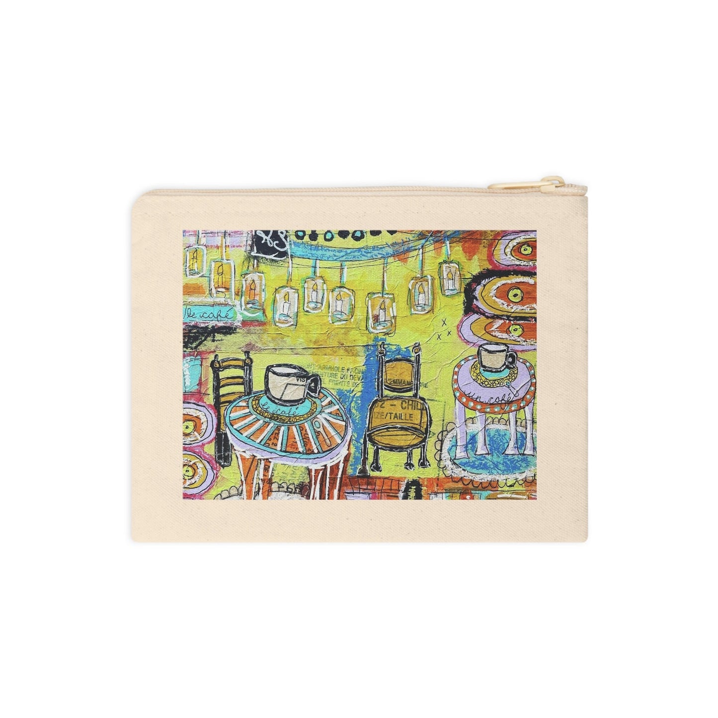 Pouch & Coin Purses - French Cafe Design, France inspired, French Coffee House Art