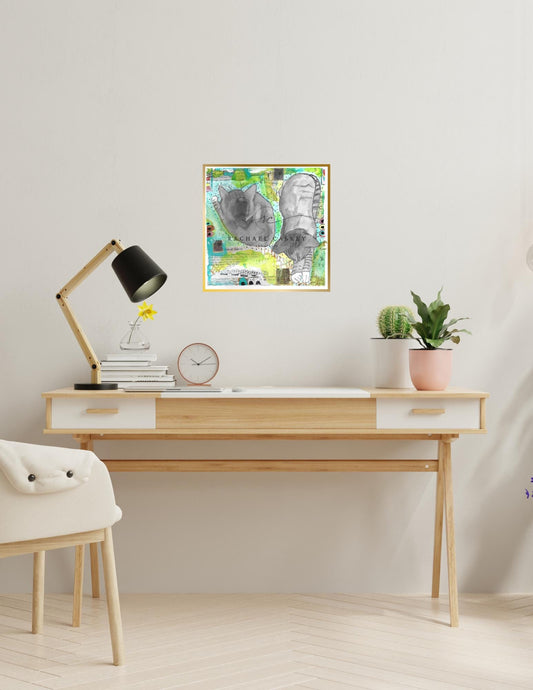 Cosmic Cat Dreams | Whimsical Printable Wall Art for Cat Lovers | 8x8 Digital Download  | Original Piece +5 Bonus Filters