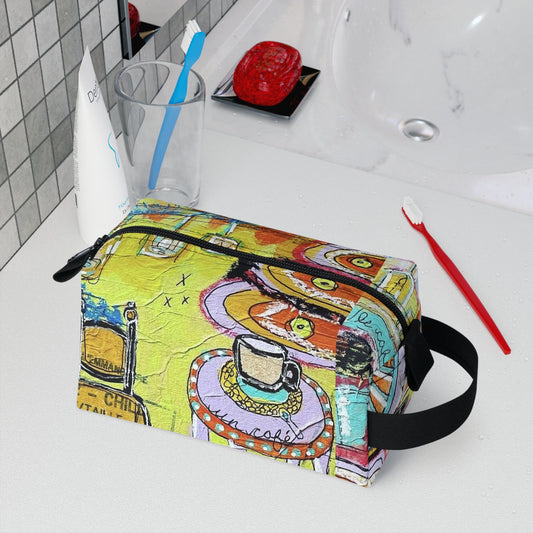 French Cafe Design, France inspired, French Coffee House Art - Toiletry Bag