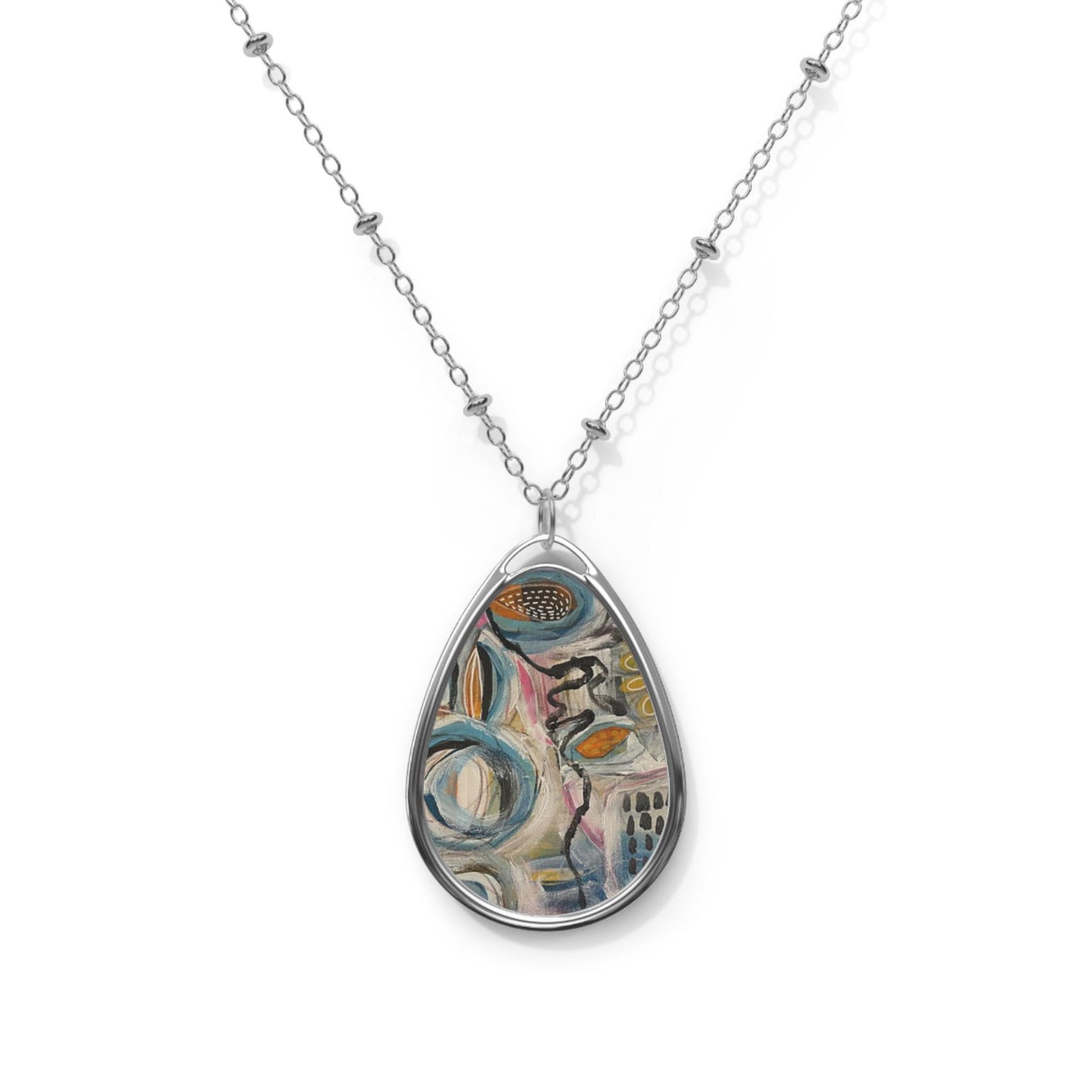 Artistic Oval Necklace, Fashion Jewelry, Unique Gift, Minimalist Pendant, Everyday Wear, Boho Style, Art-Inspired Accessory