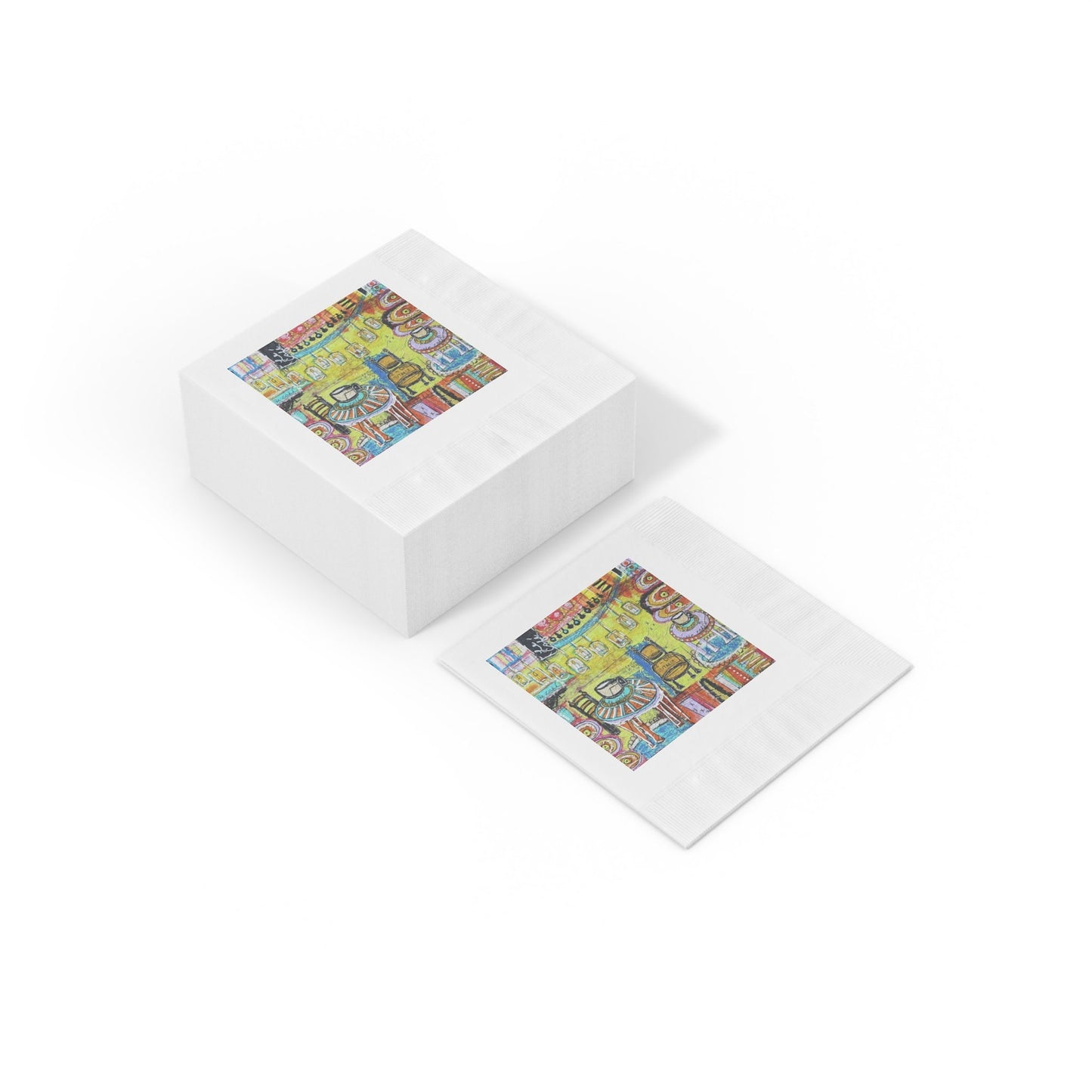 French Cafe Style, French Cafe Design, Coffee House Art - White Coined Napkins