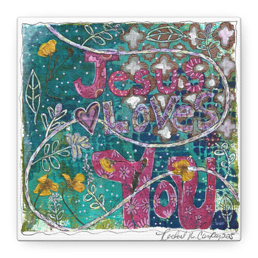 Inspirational Wall Art, Jesus Loves You Canvas, Faith-Based Home Decor, Religious Gift, Christian Art for Living Room