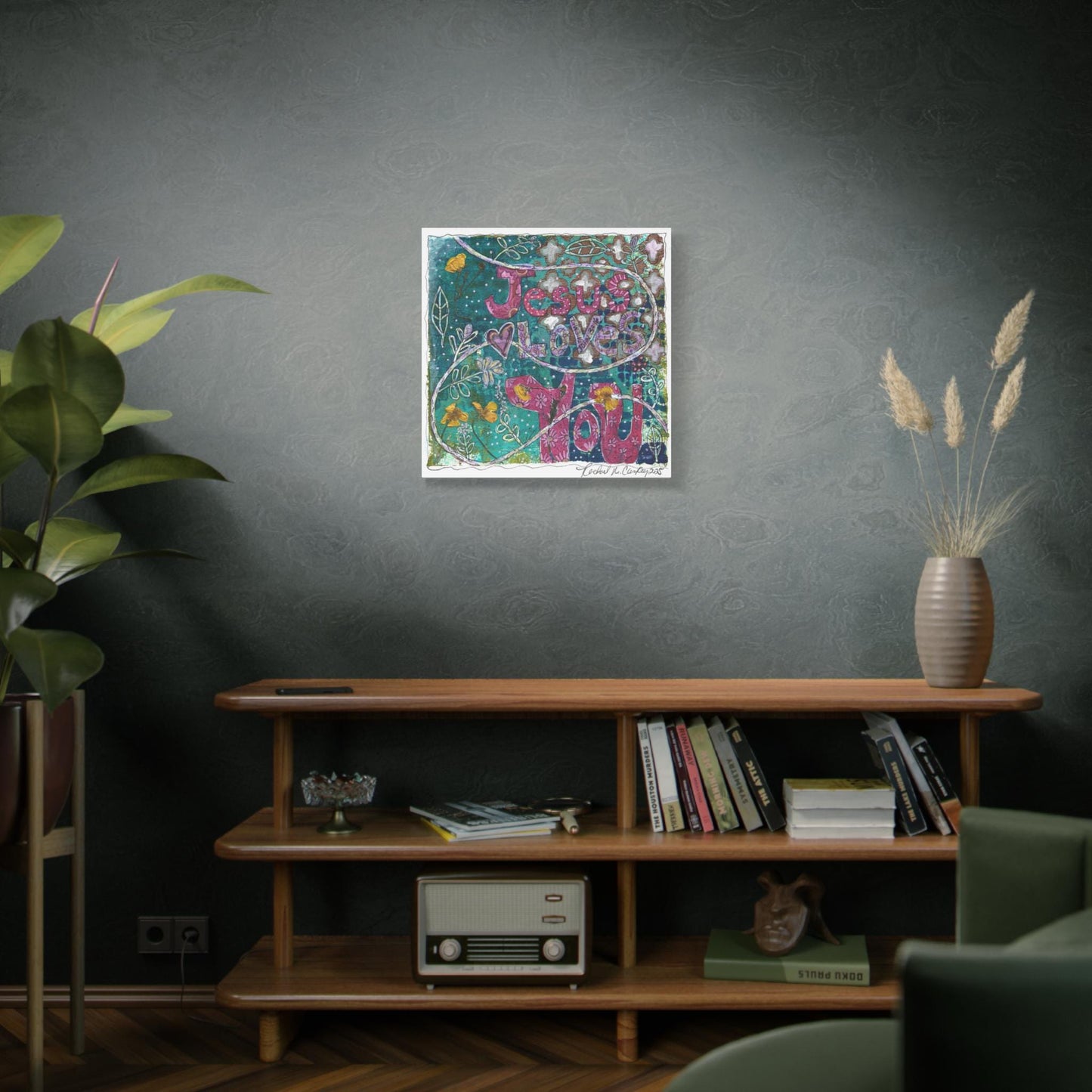 Inspirational Wall Art, Jesus Loves You Canvas, Faith-Based Home Decor, Religious Gift, Christian Art for Living Room