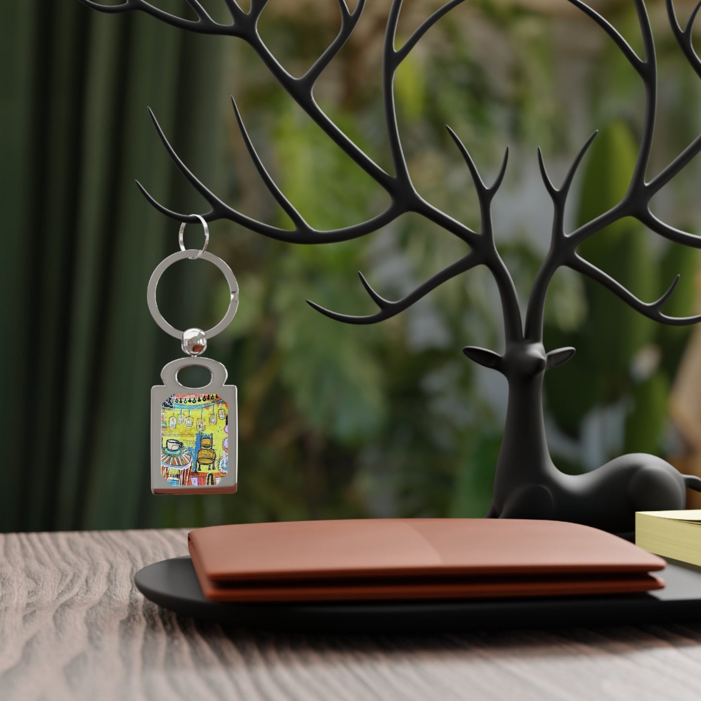 Keychain - French Cafe Design, France inspired, French Coffee House Art