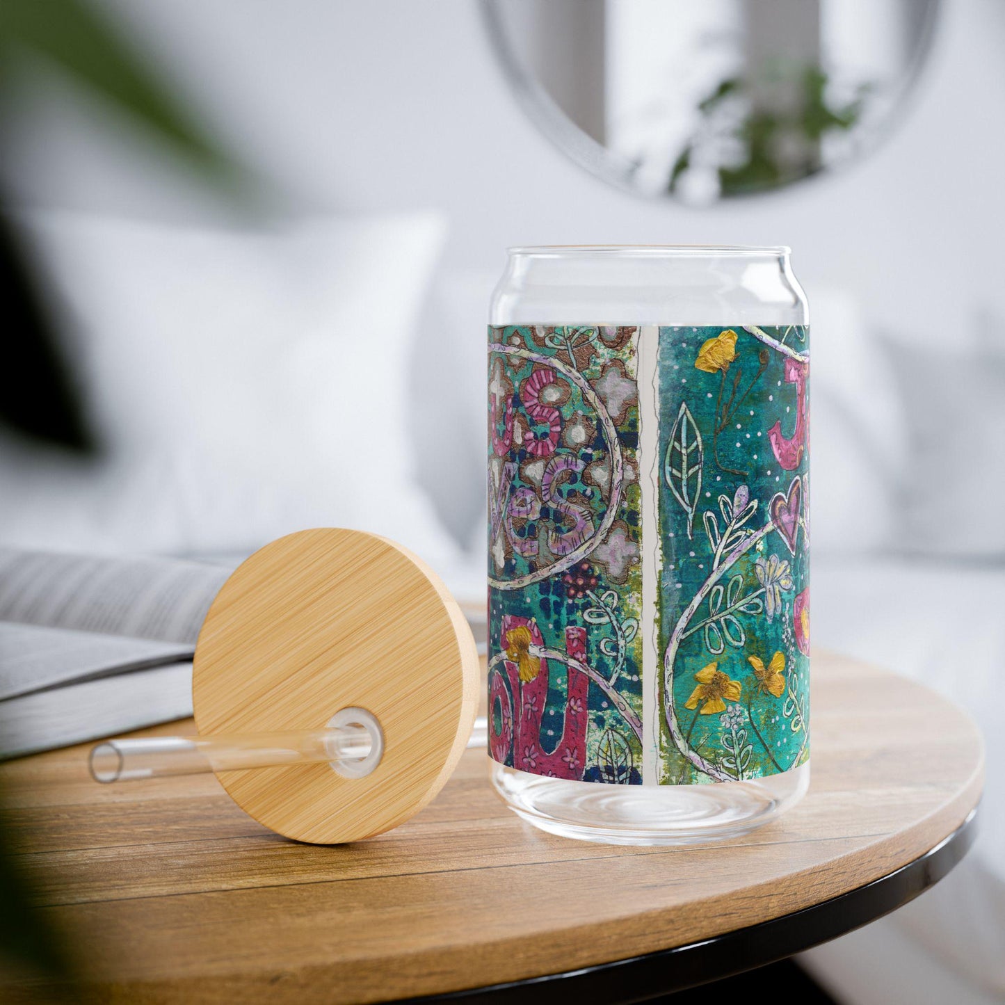 Jesus Loves You Sipper Glass, Christian Faith 16oz Tumbler, Inspirational Message, Religious Straw Cup, Christian Gift, Religious Drinkware,