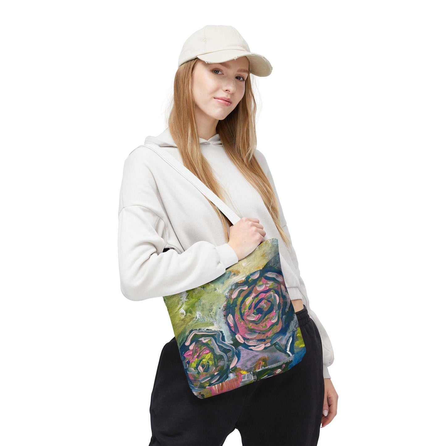 Floral Art Tote Bag, Stylish Shopping Bag, Eco-Friendly Gift, Summer Accessory, Art Lover's Tote, Beach or Gym Bag