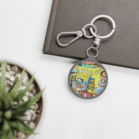 Keychain Tag - French Cafe Design, France inspired, coffee house art