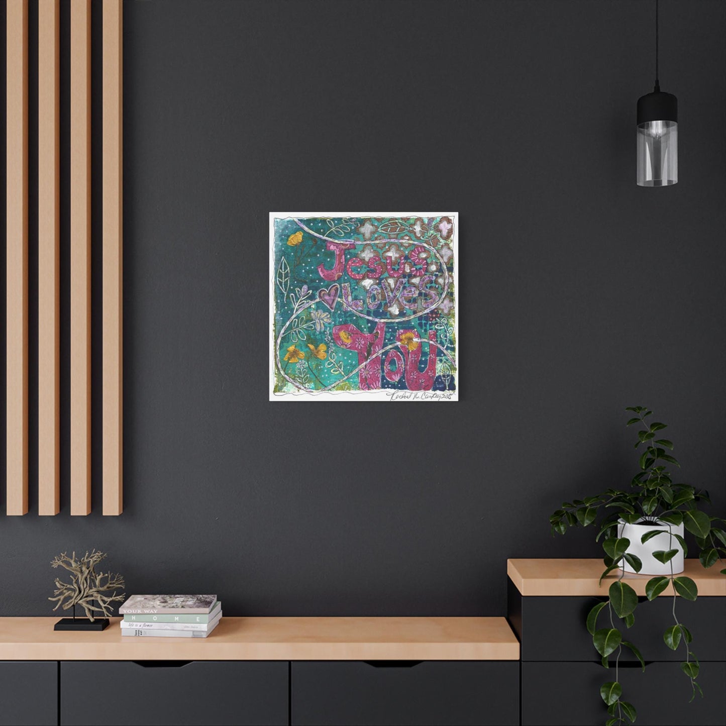 Inspirational Wall Art, Jesus Loves You Canvas, Faith-Based Home Decor, Religious Gift, Christian Art for Living Room