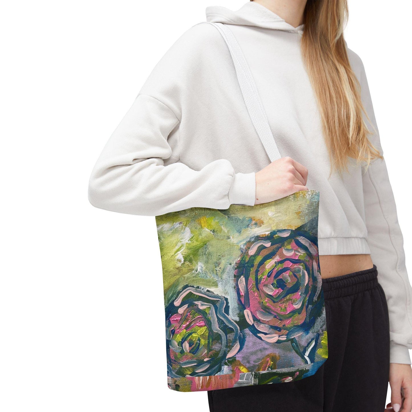 Floral Art Tote Bag, Stylish Shopping Bag, Eco-Friendly Gift, Summer Accessory, Art Lover's Tote, Beach or Gym Bag