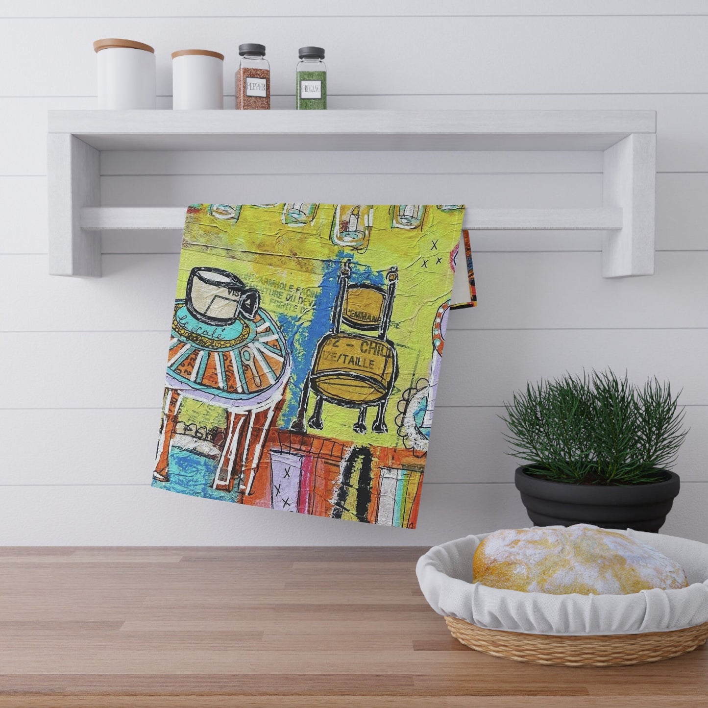 Kitchen Towel - French inspired, French Cafe Design, Coffee House Art