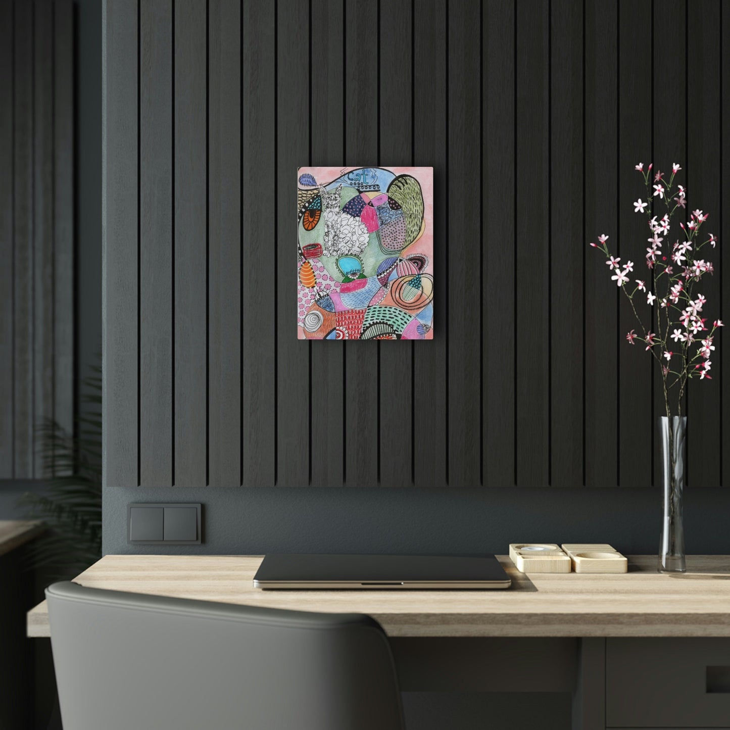 Acrylic Prints - Cat - Mixed Media Illustration